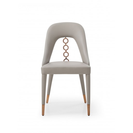 Liza Dining Chair, Light Gray Faux Leather