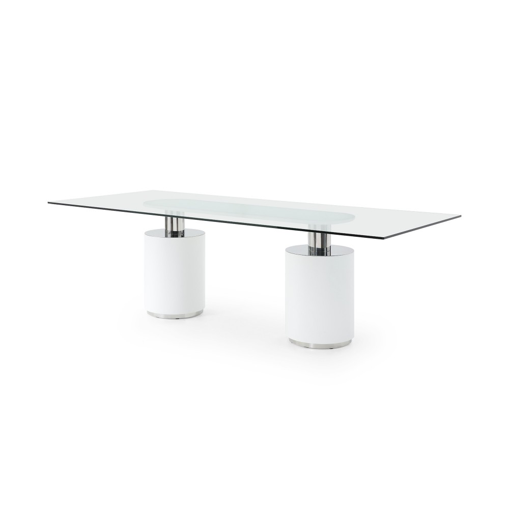 Mandarin Dining Tabler, Matt White Bases Mandarin Dining Tabler, Matt White Bases