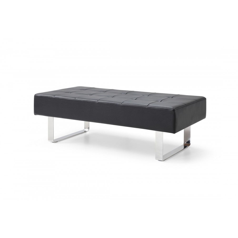 Miami bench Black Faux Leather chrome frame