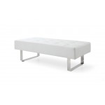 Miami bench White Faux Leather chrome frame