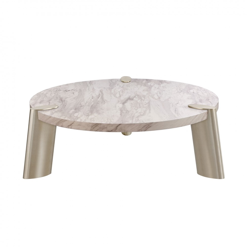 Mimeo Large round Coffee Table, White Marble Paper top