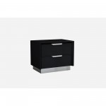 Navi Night Stand high gloss black with stainless steel trim on the bottom