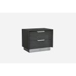 Navi Night Stand high gloss grey with stainless steel trim on the bottom