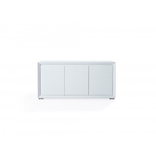 Norbury Buffet High White Gloss, Glass shelves