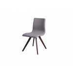 Olga Dining Chair Taupe Faux Leather Natural walnut Solid Wood Legs