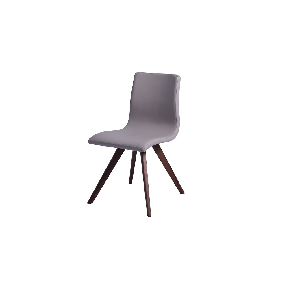 Olga Dining Chair Taupe Faux Leather Natural walnut Solid Wood Legs