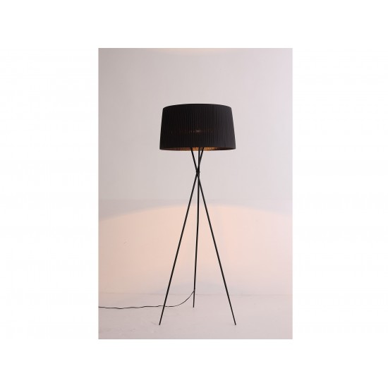 Paige Floor Lamp Black Carbon Steel and Fabric