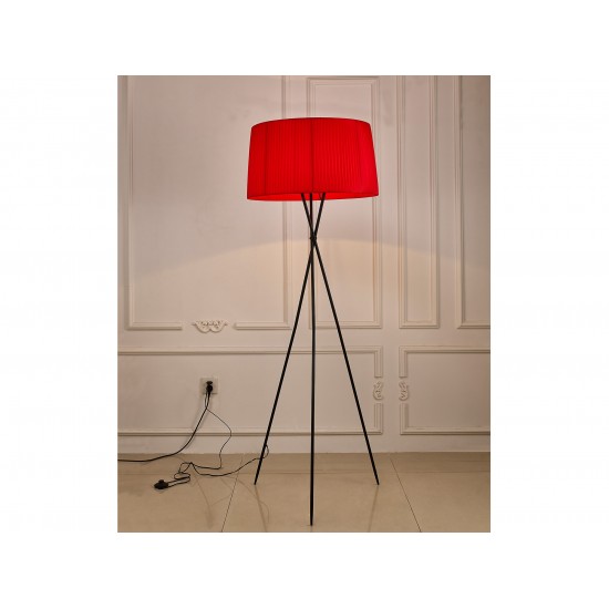Paige Floor Lamp Red Carbon Steel and Fabric