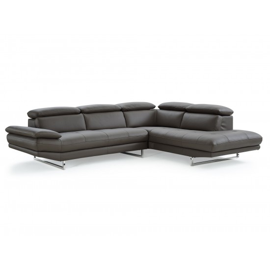 Pandora Sectional, chaise on left, dark gray leather