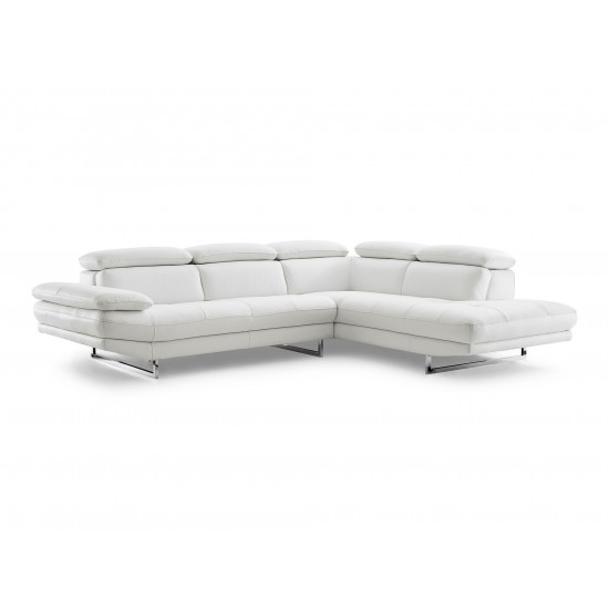 Pandora Sectional, chaise on left, white leather
