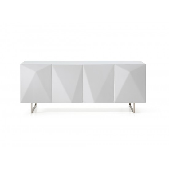 Paul Buffet, pure tempered white glass top, High Gloss White
