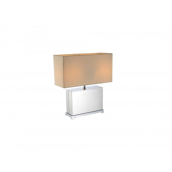 Payton Table Lamp Stainless Steel Base and Off White Fabric Shade