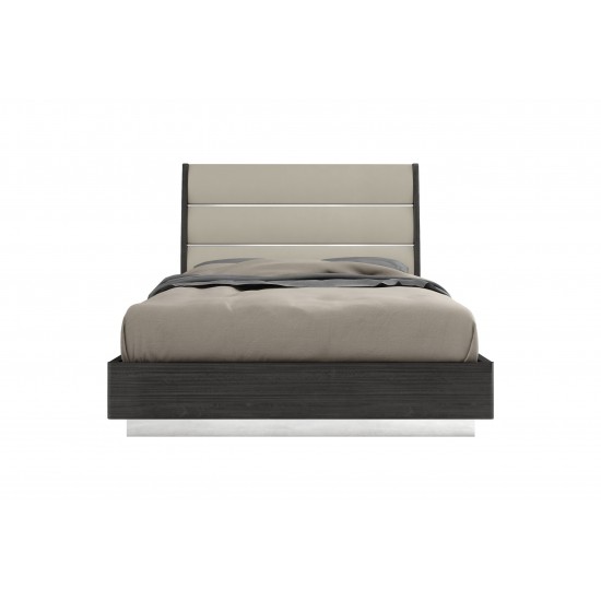 Pino Bed Queen, High Gloss Dark Grey Angley