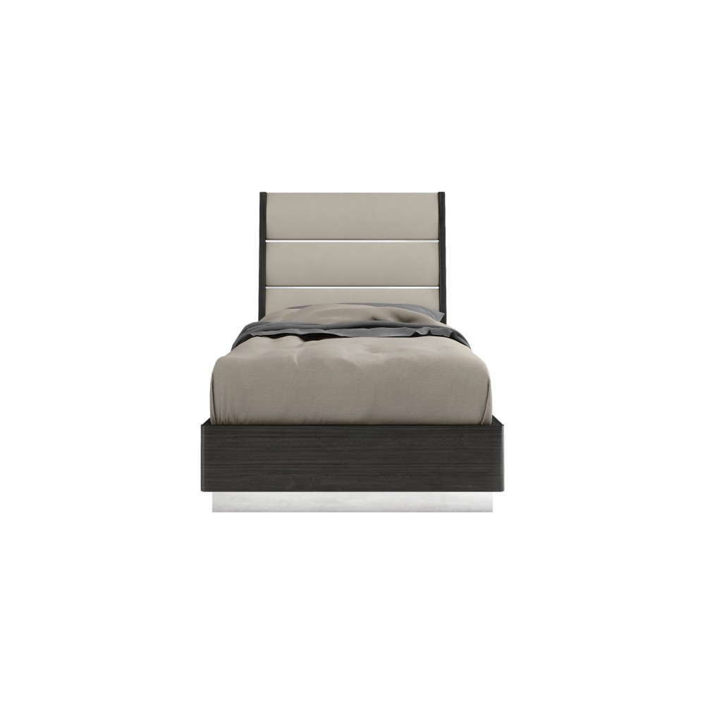 Pino Bed Twin, High Gloss Dark Grey Angley Pino Bed Twin, High Gloss Dark Grey Angley