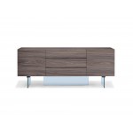 Roxana Buffet, walnut veneer with clear glass base