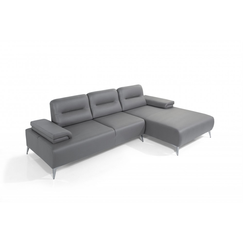 Ruslan Sectional, Right Chaise in Light Gray Nubuck Leather