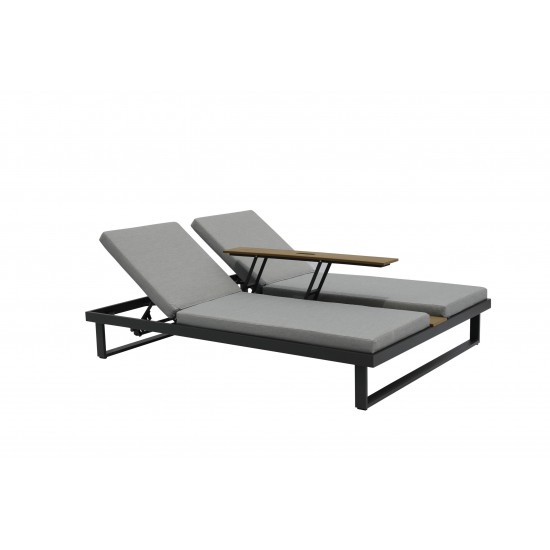 Sandy Double Lounge Chair with Middle Table in Grey