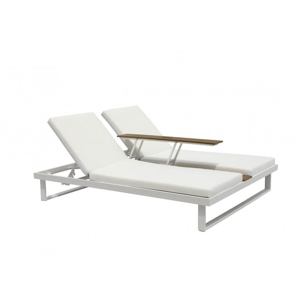 Sandy Double Lounge Chair with Middle Table in White