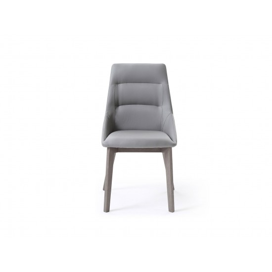 Siena Dining Chair Grey Faux Leather Solid Wood Legs