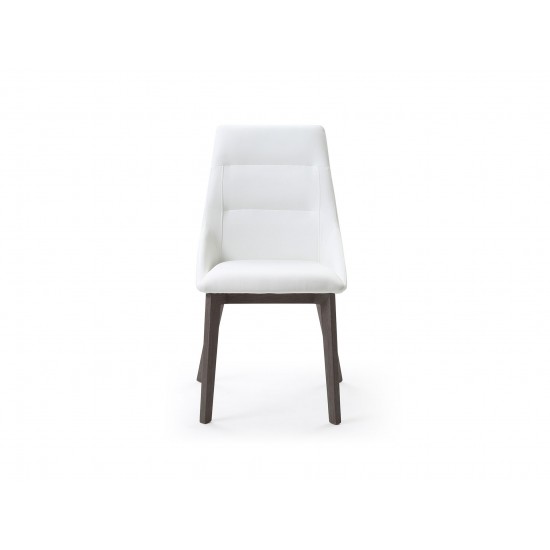 Siena Dining Chair White Faux Leather Solid Wood Legs