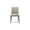 Stella Dining Chair, taupe faux leather, solid wood gray