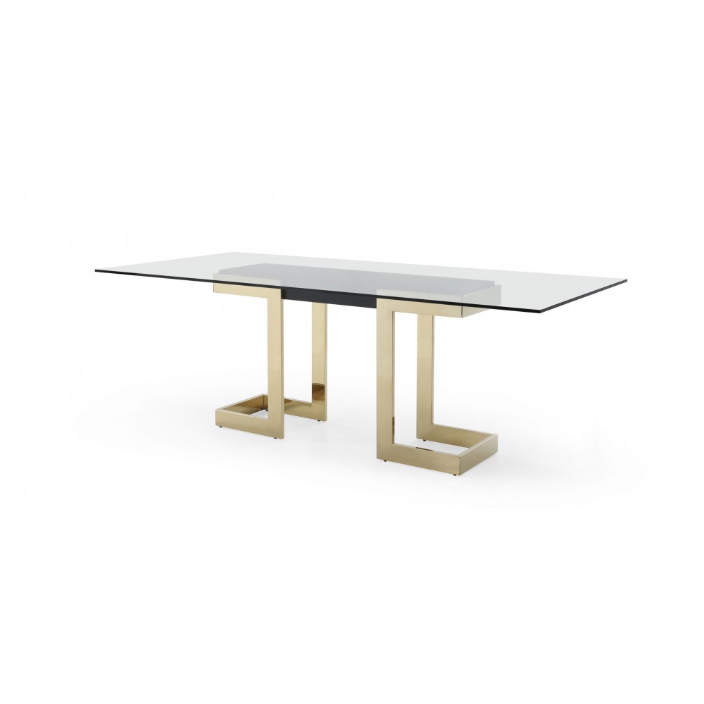 Sumo Rectangle Dining Table, polished gold stainless steel base