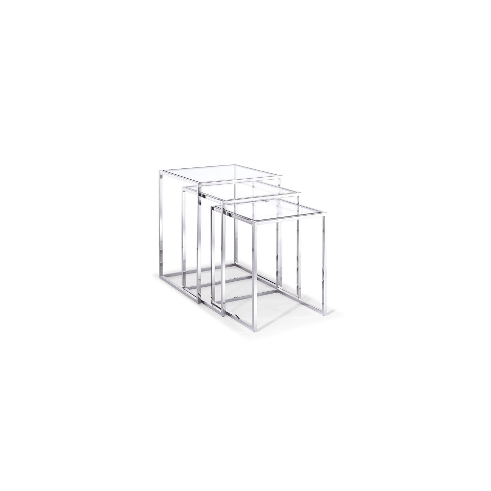 Terzi Nesting Side Tables, clear glass, set of 3