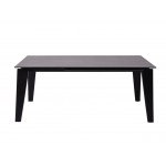 Theo Extendable Dining Table, ceramic top, birch wood legs in black