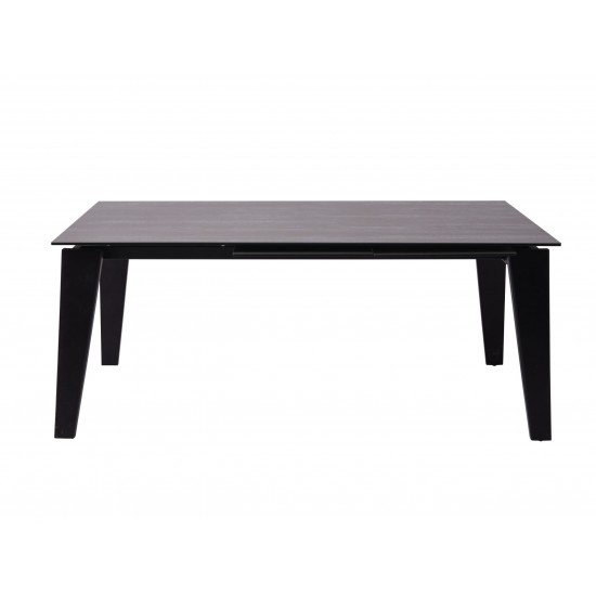 Theo Extendable Dining Table, ceramic top, birch wood legs in black