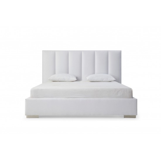 Velvet Bed Queen, in pure white linen blend stain proof fabric