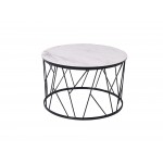 Zeus Side Table, glass + White Ceramic top