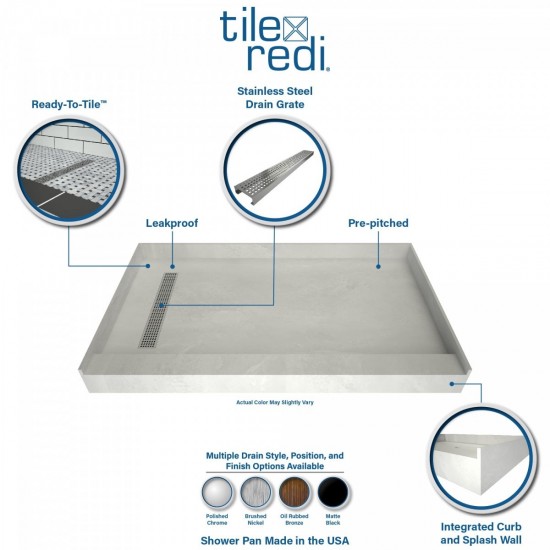 Redi Trench 30 x 48 Shower Pan Left Designer BN Trench