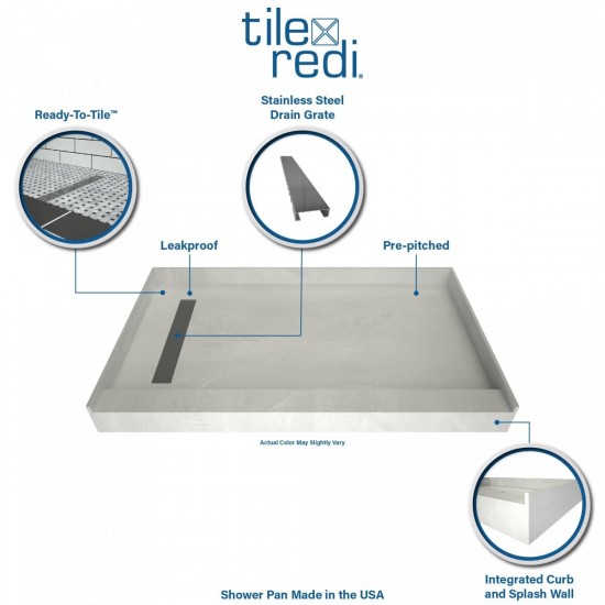 Redi Trench 33 x 60 Shower Pan Left Tileable Trench
