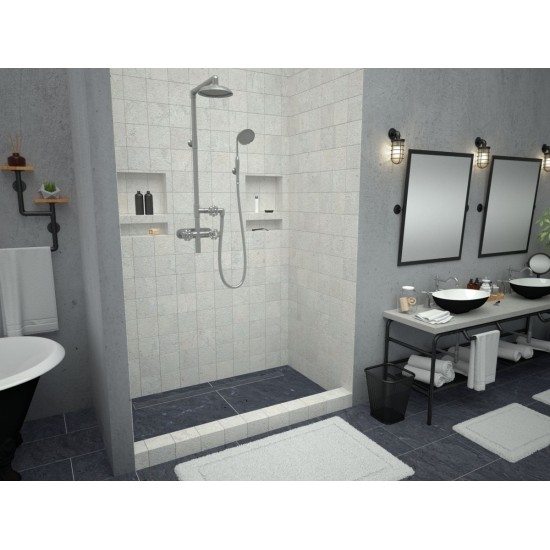 Redi Trench 34 x 48 Single Curb Shower Pan Back Tileable Trench