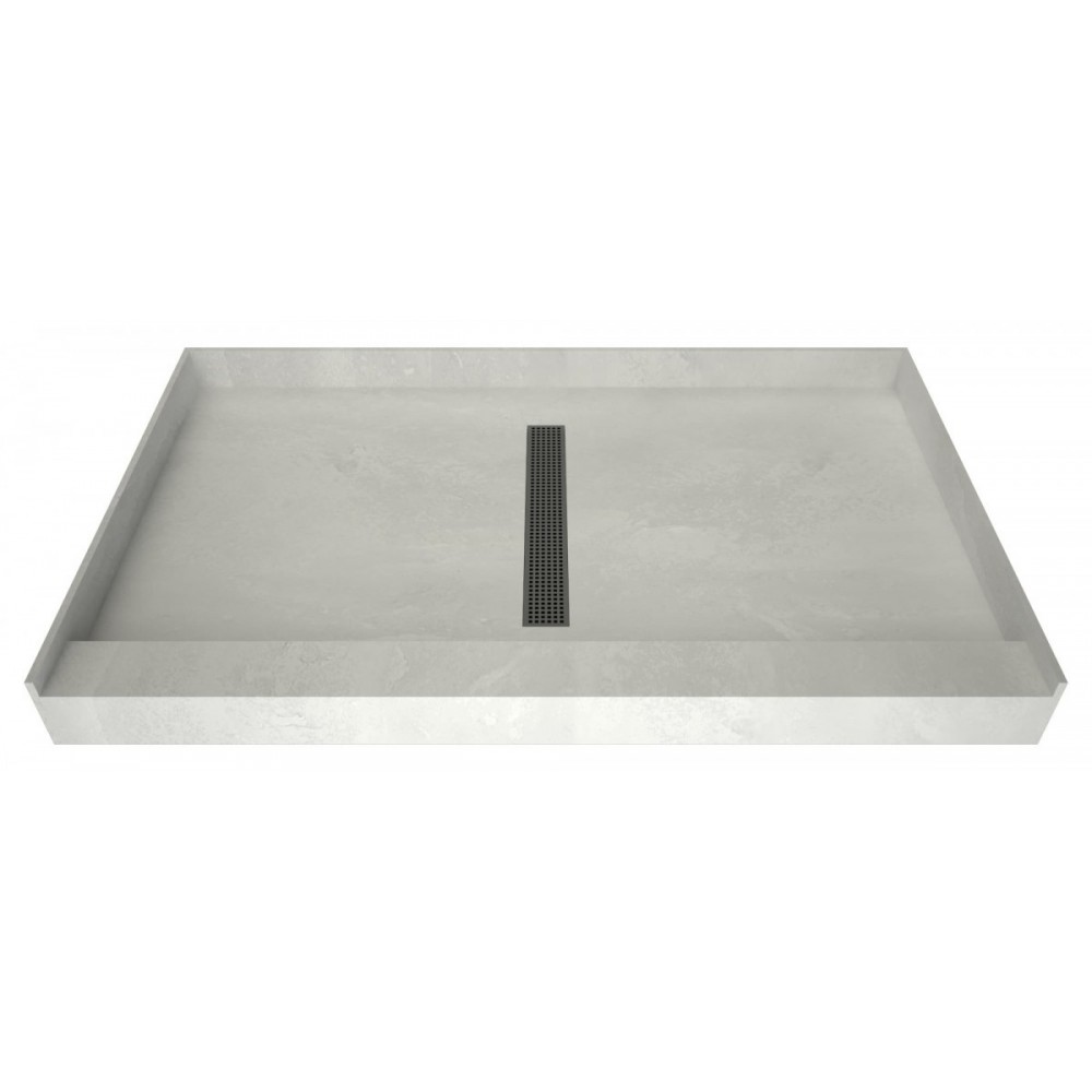 Redi Trench 34 x 48 Shower Pan Center Designer BN Linear Drain