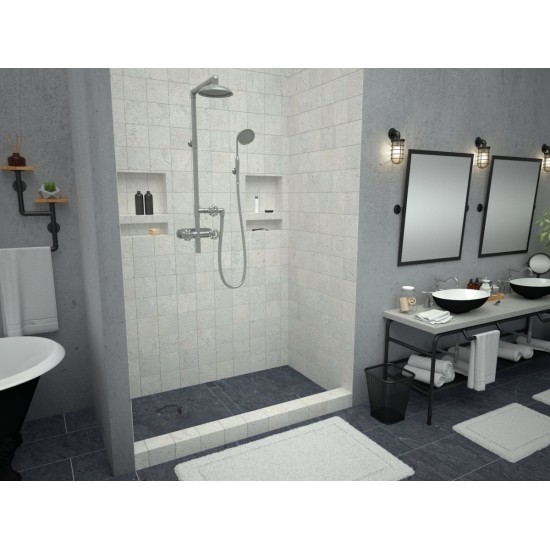 Redi Trench 34 x 48 Shower Pan Center Tileable Trench Drain