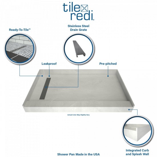 Redi Trench 34 x 60 Shower Pan Left Solid BN Trench