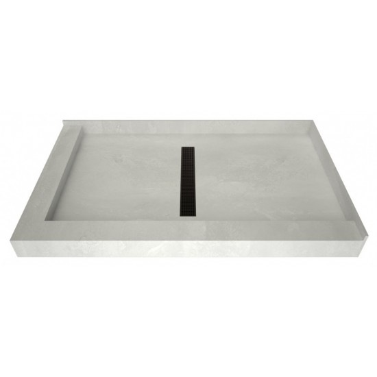 Redi Trench 34 x 48 Shower Pan Center Designer OB Linear Drain L Dual Curb