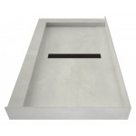 Redi Trench 34 x 48 Shower Pan Center Designer OB Linear Drain L Dual Curb