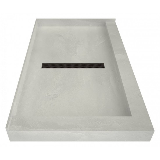 Redi Trench 34 x 48 Shower Pan Center Designer OB Linear Drain L Dual Curb