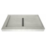 Redi Trench 34 x 48 Shower Pan Center Solid BN Linear Drain L Dual Curb