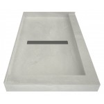 Redi Trench 34 x 48 Shower Pan Center Solid BN Linear Drain L Dual Curb