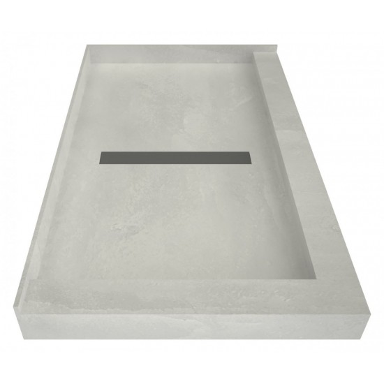 Redi Trench 34 x 48 Shower Pan Center Solid BN Linear Drain L Dual Curb