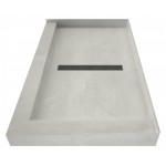 Redi Trench 34 x 48 Shower Pan Center Designer BN Trench Drain R Dual Curb