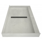 Redi Trench 34 x 48 Shower Pan Center Designer BN Trench Drain R Dual Curb