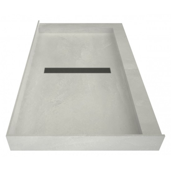 Redi Trench 34 x 48 Shower Pan Center Designer BN Trench Drain R Dual Curb