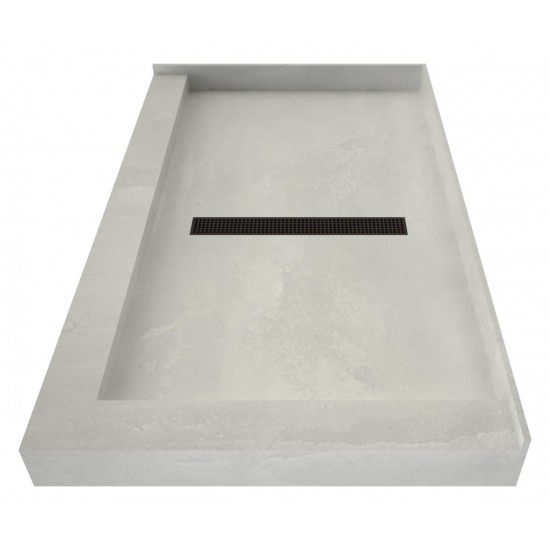 Redi Trench 34 x 48 Shower Pan Center Designer OB Trench Drain R Dual Curb