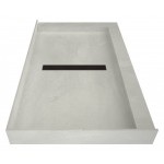 Redi Trench 34 x 48 Shower Pan Center Designer OB Trench Drain R Dual Curb