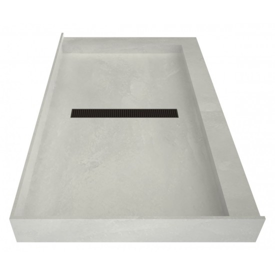 Redi Trench 34 x 48 Shower Pan Center Designer OB Trench Drain R Dual Curb