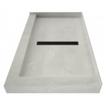 Redi Trench 34 x 48 Shower Pan Center Designer MB Trench Drain R Dual Curb